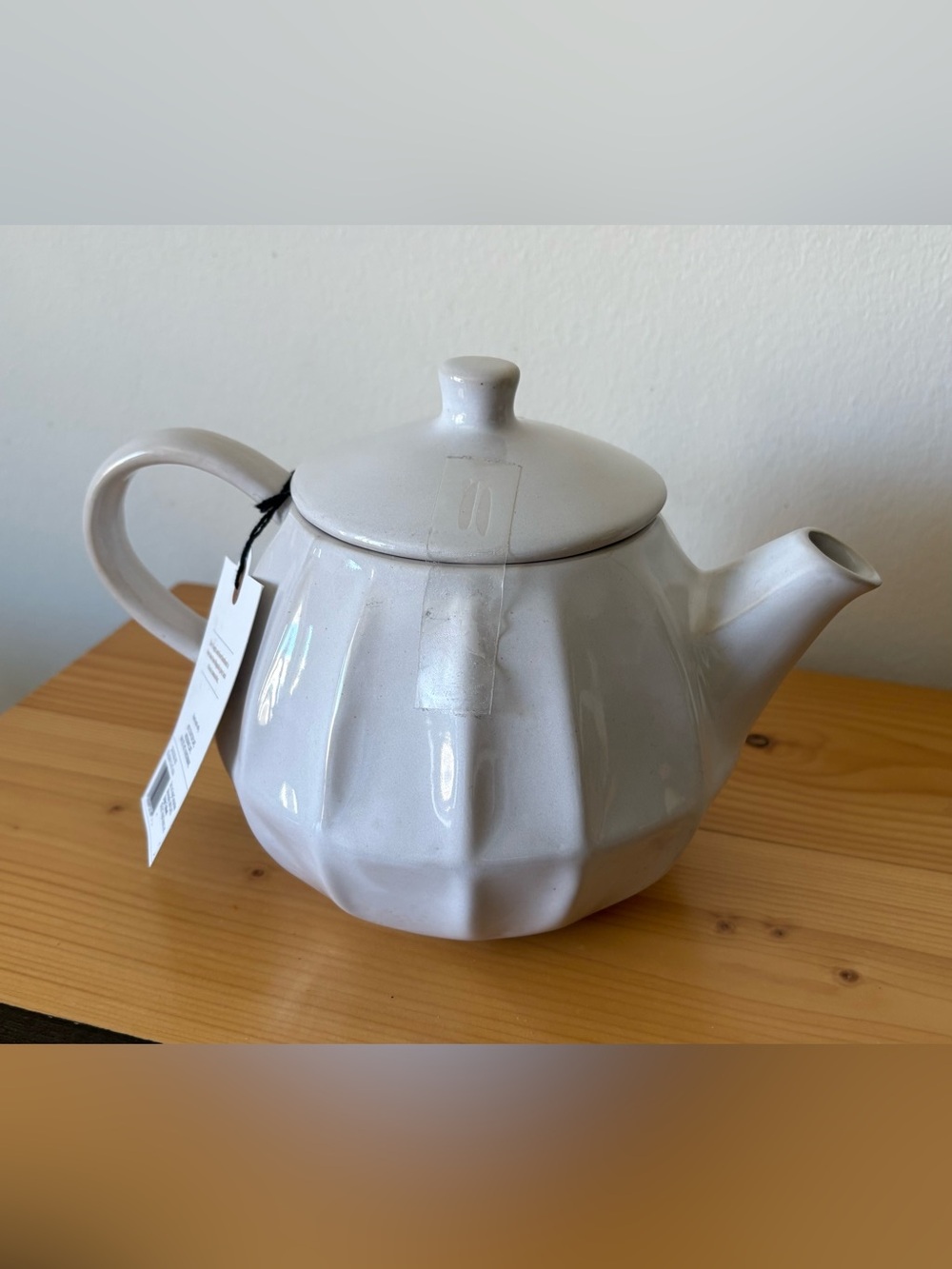 Hearth & Hand Magnolia Faceted Ceramic Teapot 44 fl oz NWT Sour Cream White